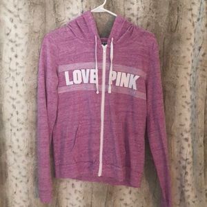 Purple, pink brand full zip hoodie